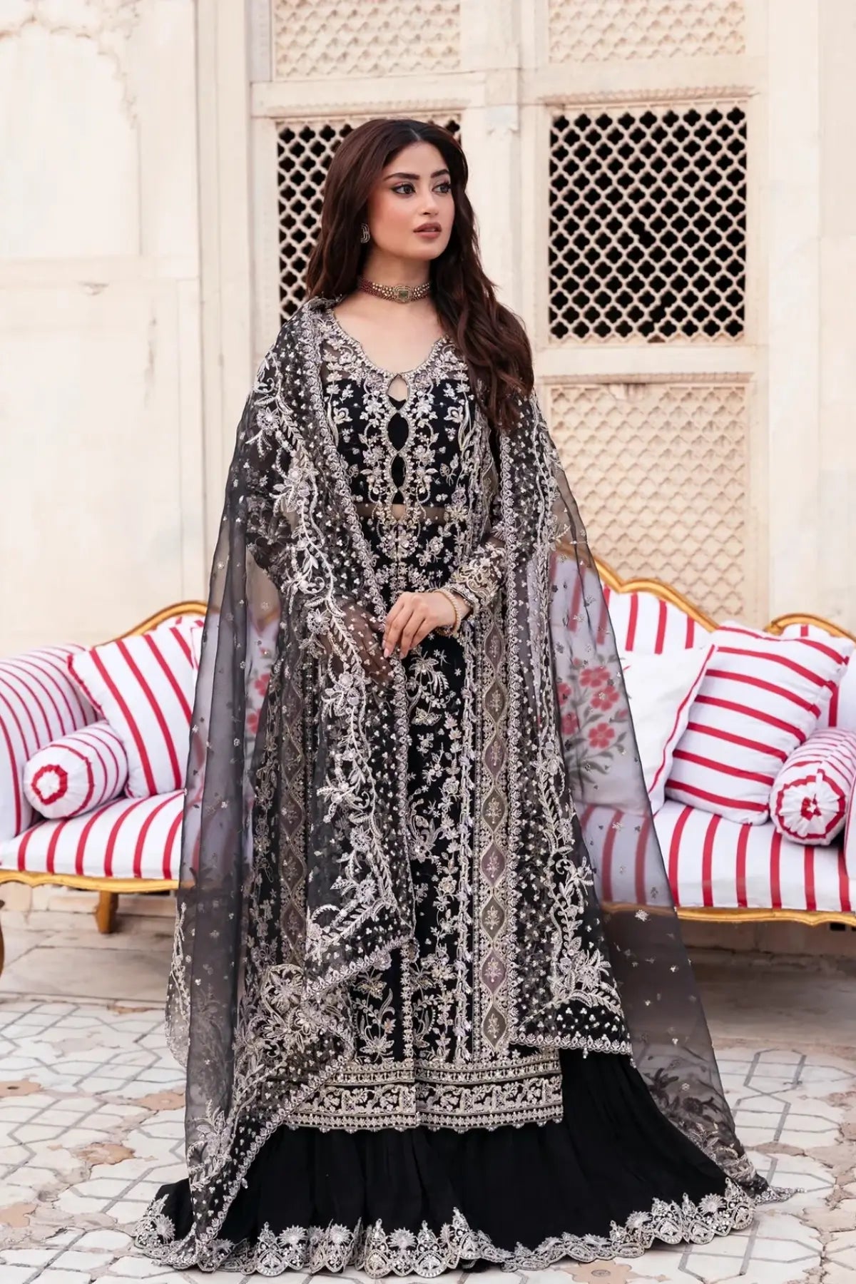 Aman Black Hand Embellished Organza Jacket with Crushed Pants – Kanwal Malik Maahi Festive 26