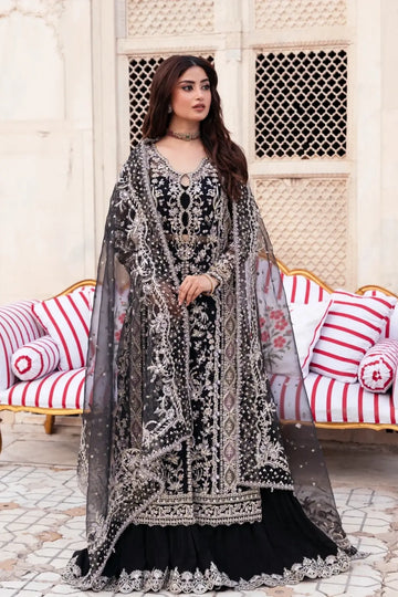 Aman Black Hand Embellished Organza Jacket with Crushed Pants – Kanwal Malik Maahi Festive 26