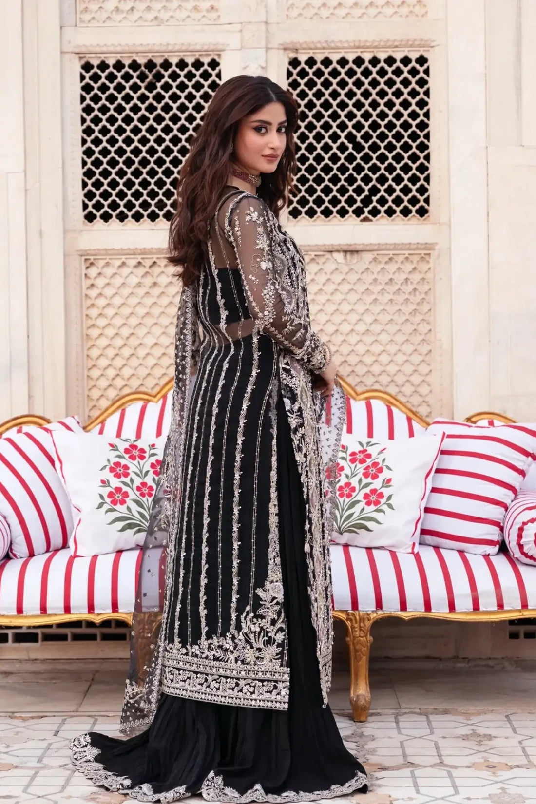Aman Black Hand Embellished Organza Jacket with Crushed Pants – Kanwal Malik Maahi Festive 26
