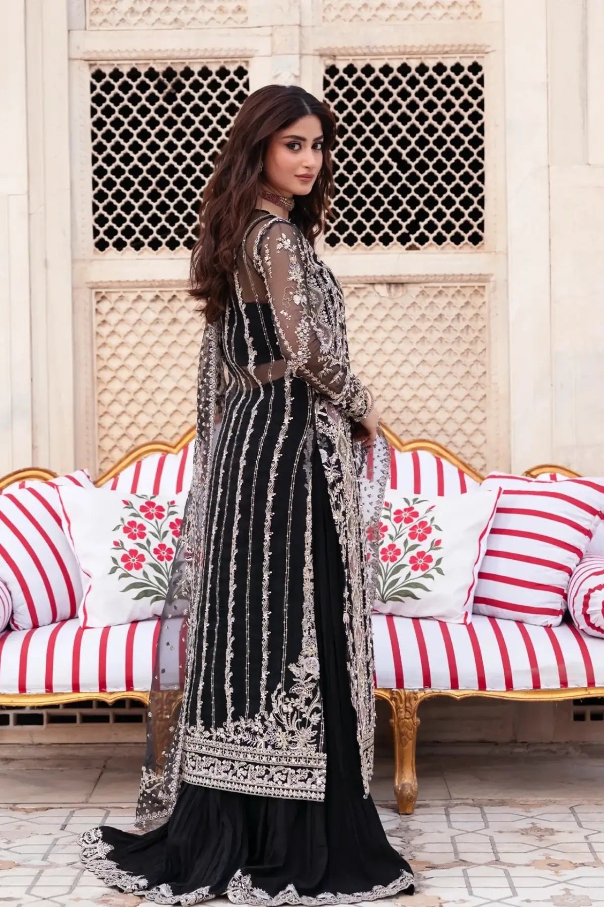 Aman Black Hand Embellished Organza Jacket with Crushed Pants – Kanwal Malik Maahi Festive 26