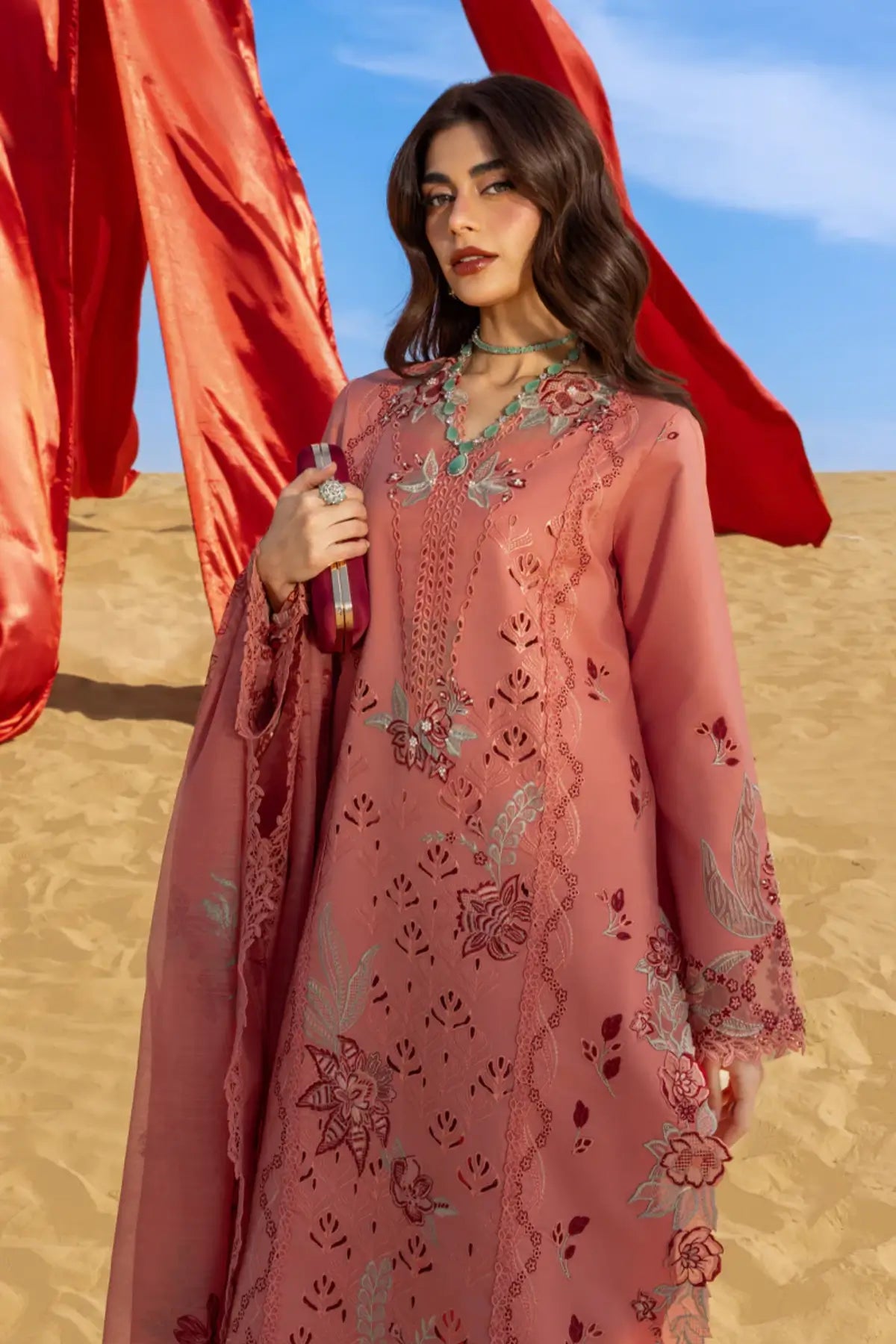 Amani Rang Rasiya soft tangerine stitched lawn suit 2026 Pakistanimoda
