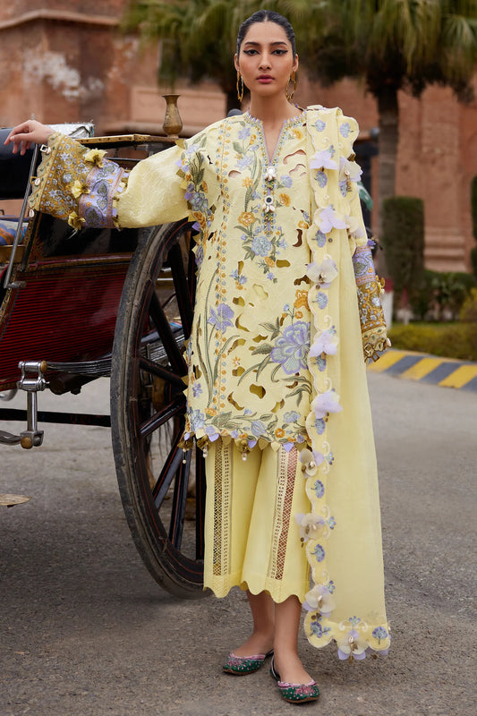 Amara 09-A- A Masterpiece of Sunlit Butter Yellow and Lilac Serenity By- Elan