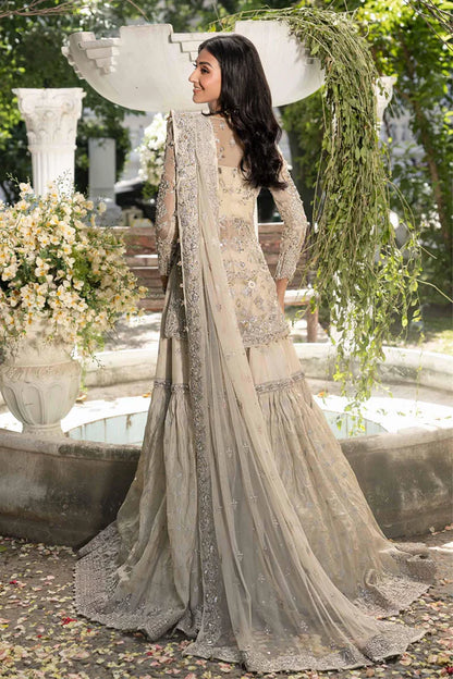 Amaris Maria B Royal-Rawa Ivory Bridal Gharara with sheesha, crystals & dabka naqshi handwork stitched for weddings – Pakistanimoda