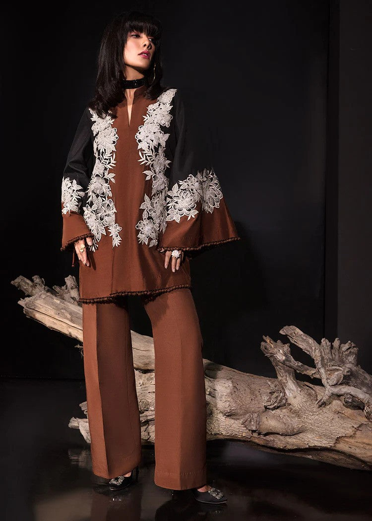 Amber - Brown Silk Trouser Shirt