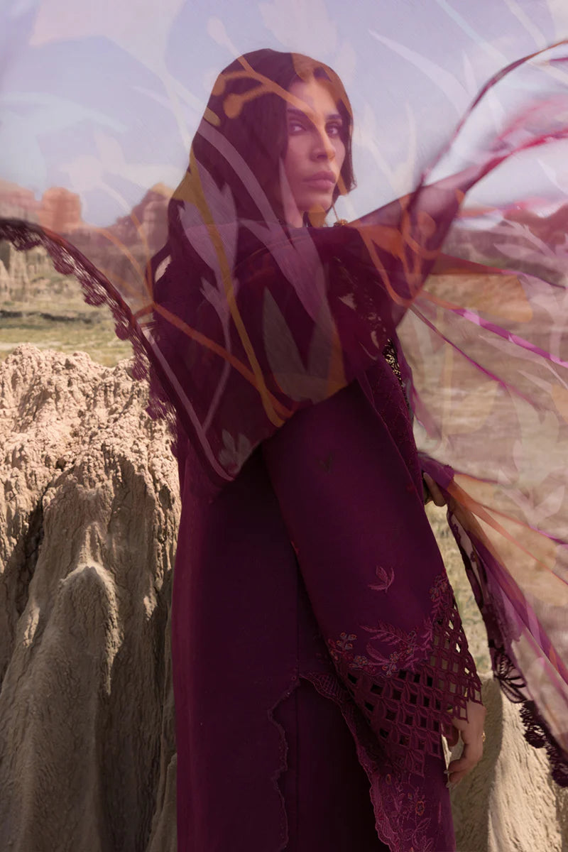 Amyra- Purple Premium Lawn Eid Edit' 25 Ensemble By- Rang Rasiya