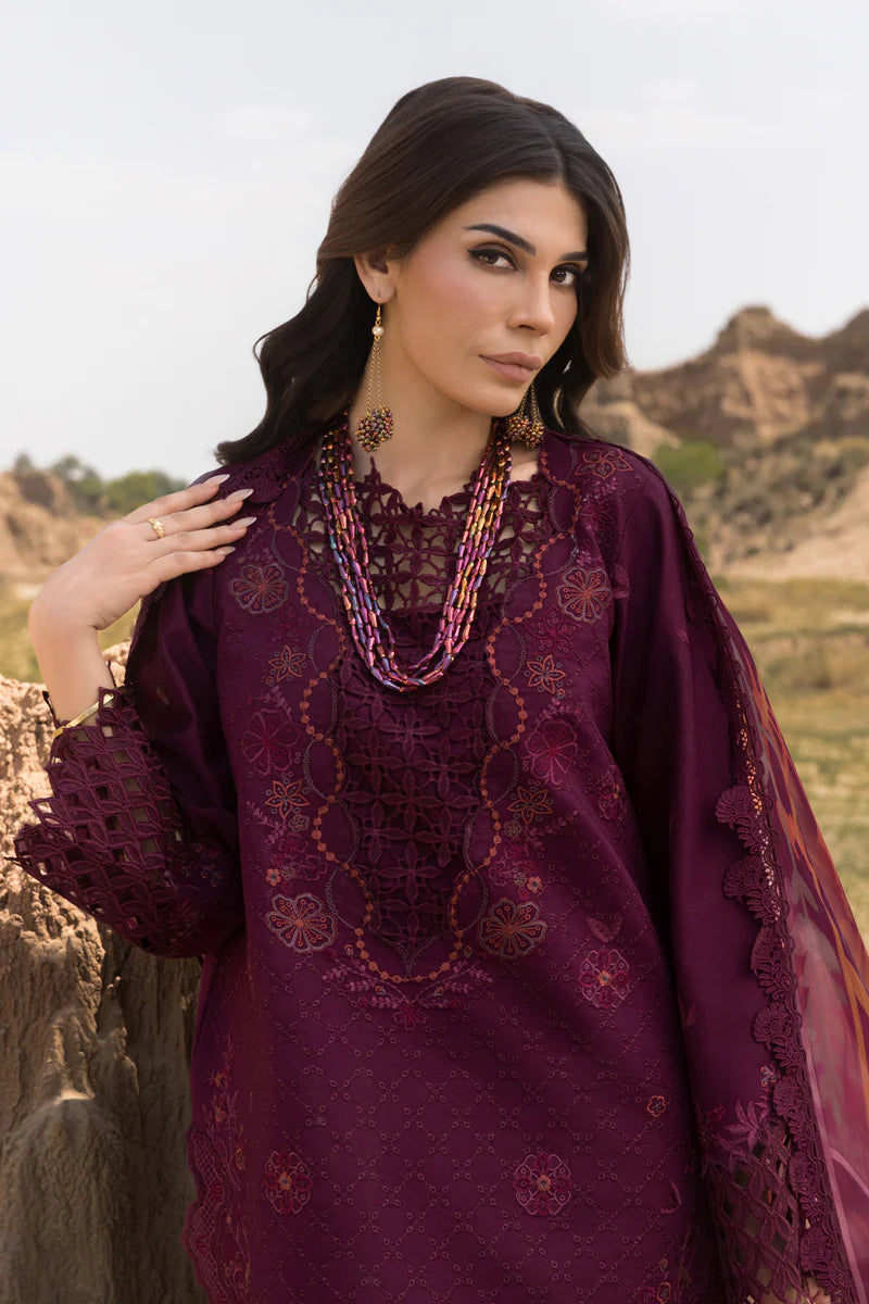 Amyra- Purple Premium Lawn Eid Edit' 25 Ensemble By- Rang Rasiya