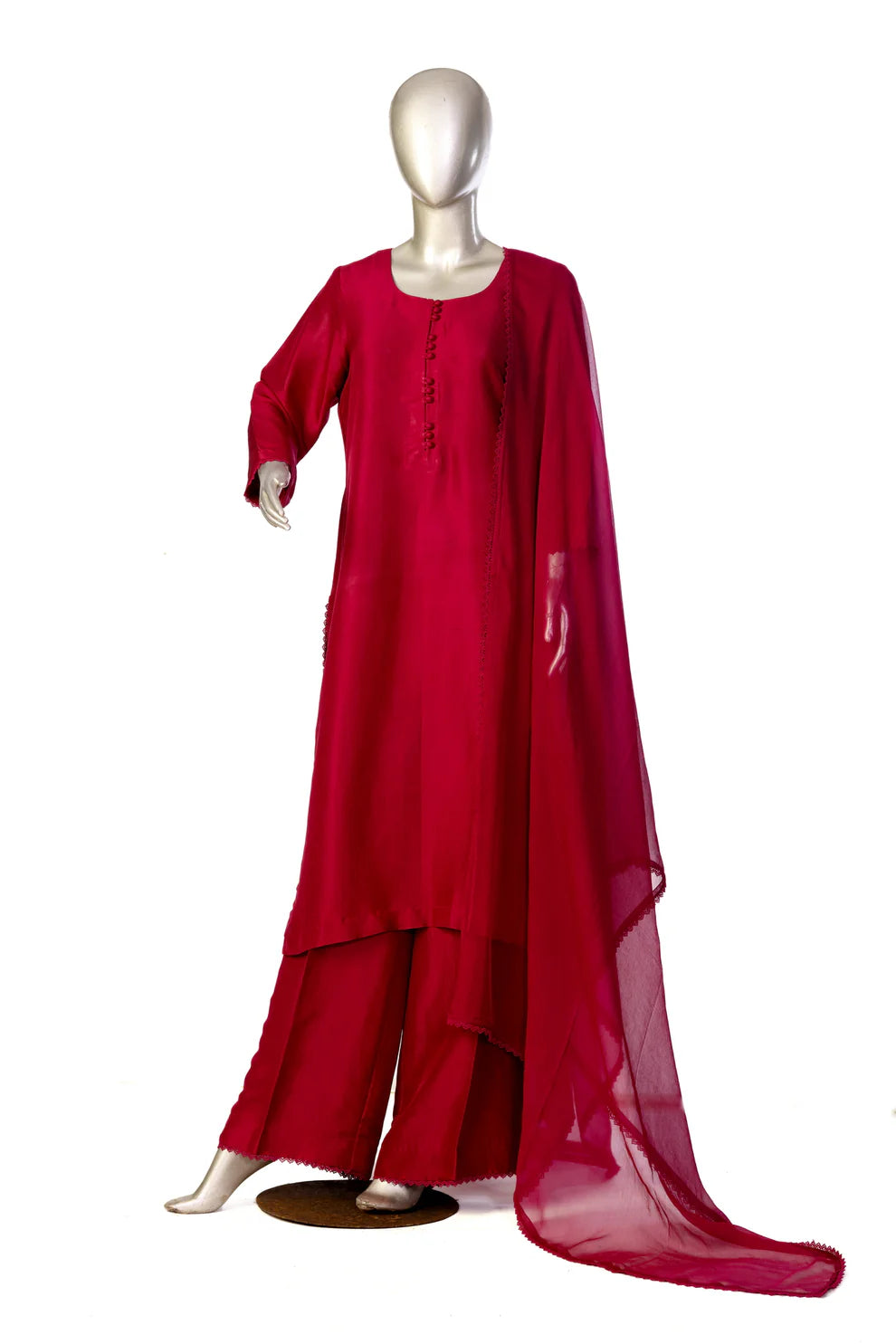 Anaya-Stunning Maroon Raw Silk Suit with Dupatta