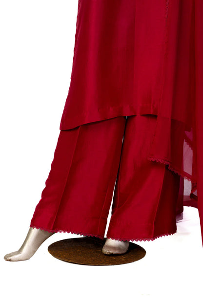 Anaya-Stunning Maroon Raw Silk Suit with Dupatta