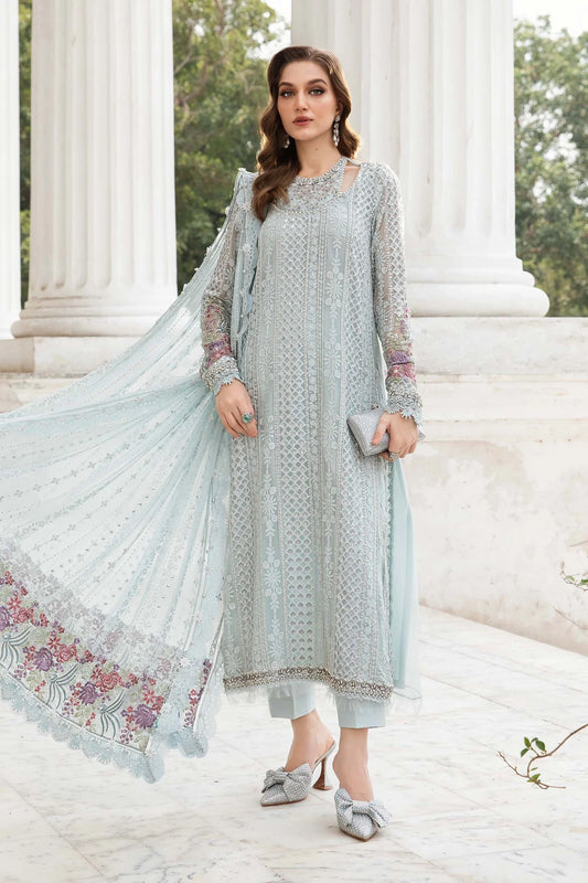 Aqua Unstitched Suit - Maria B Chiffon Collection