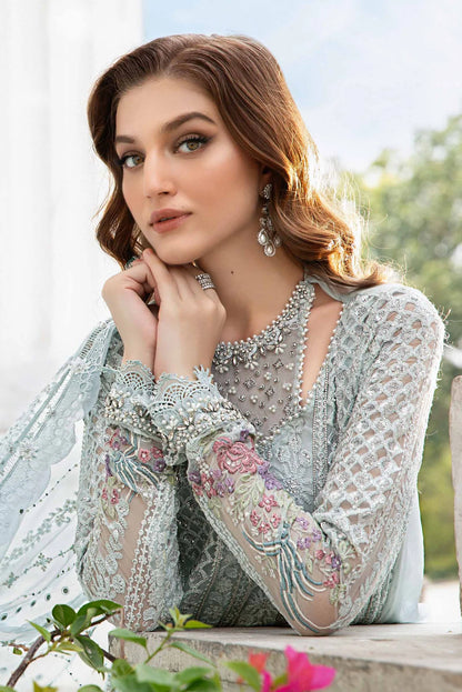 Aqua Unstitched Suit - Maria B Chiffon Collection