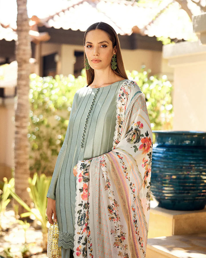Arnett- Sage Green Silk Shalwar Kameez Outfit By- Faiza Saqlain