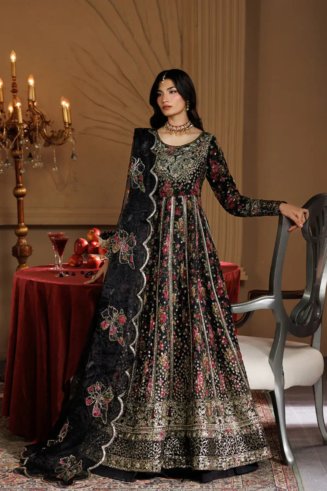 Ash by Emaan Adeel Premium Black Chiffon Stitched Pishwas from Celeste Festive Edit'26 Collection