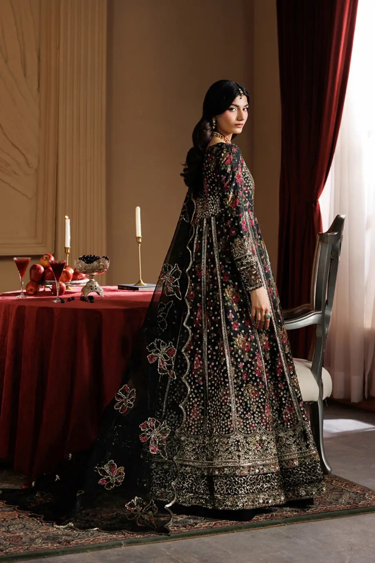 Ash by Emaan Adeel Premium Black Chiffon Stitched Pishwas from Celeste Festive Edit'26 Collection