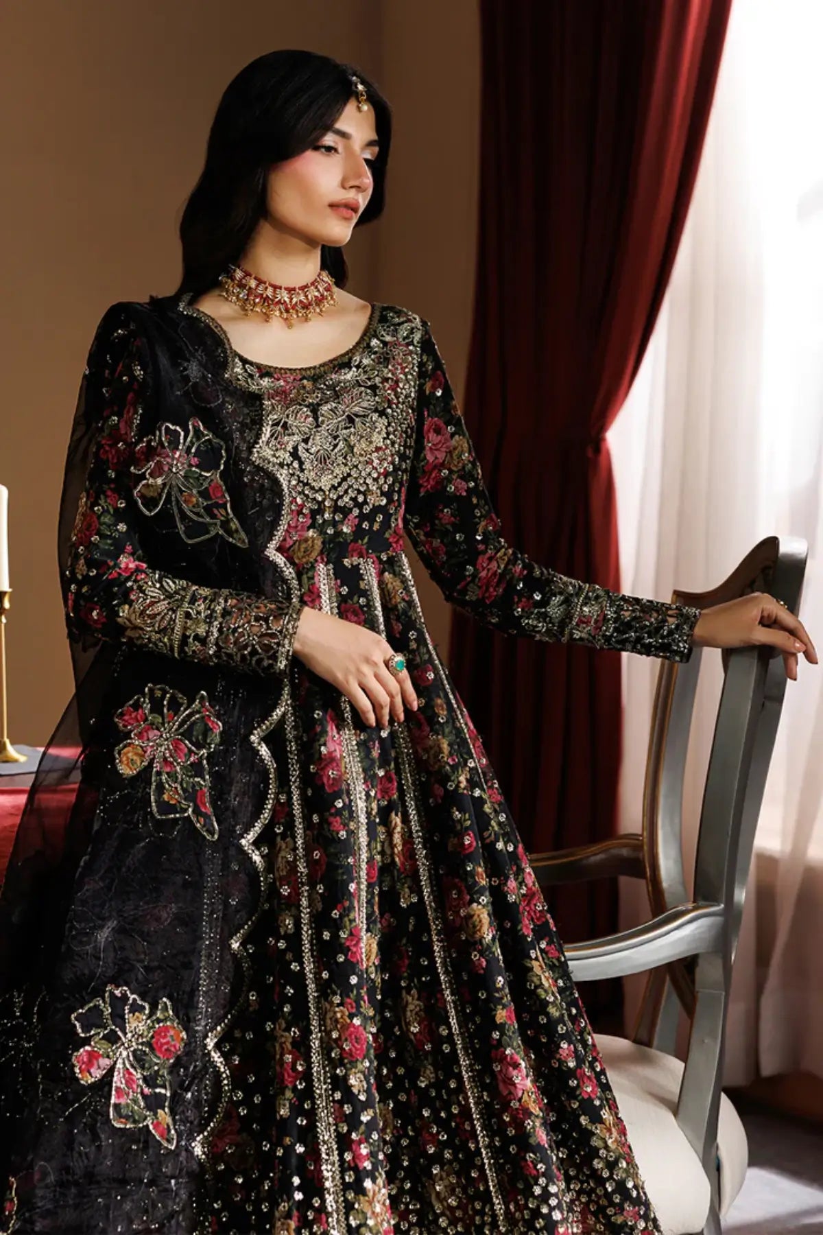 Ash by Emaan Adeel Premium Black Chiffon Stitched Pishwas from Celeste Festive Edit'26 Collection