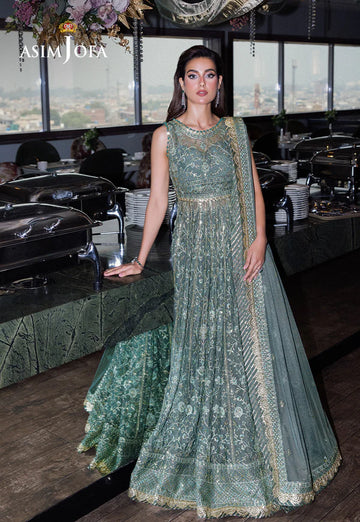 Asim Jofa-AJFF-06 Pakistani Elegant Net Embroidered Peshwas with pant