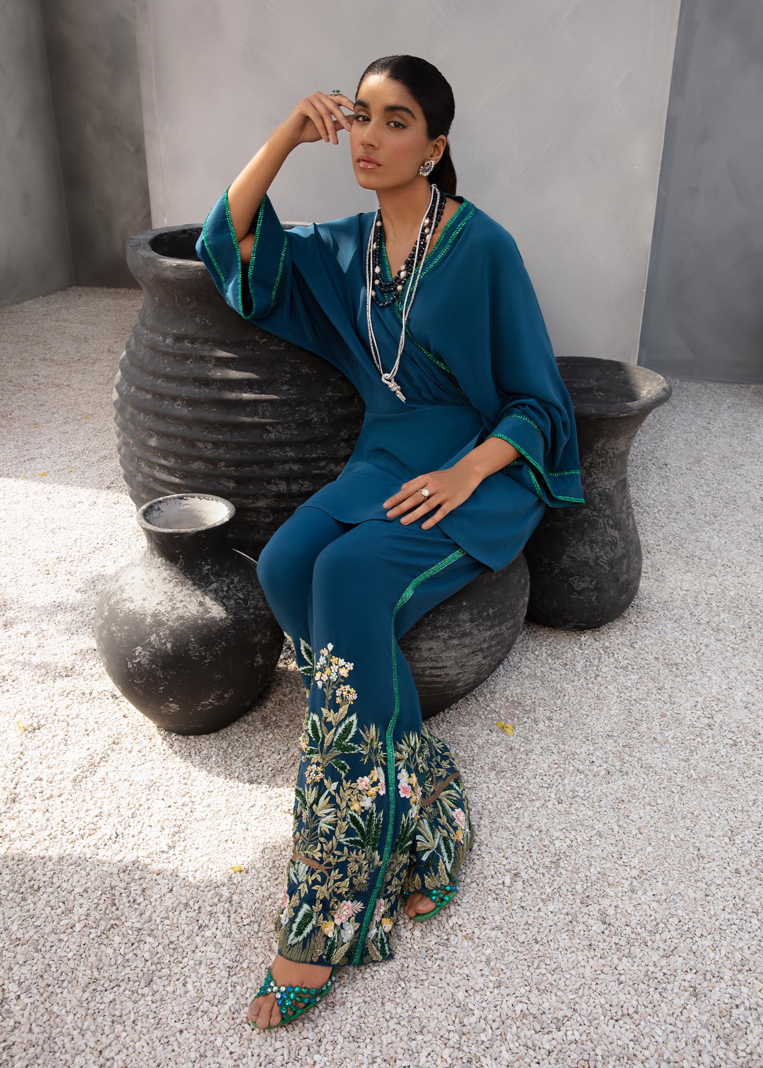 Asmani - Ink Blue Silk Outfit