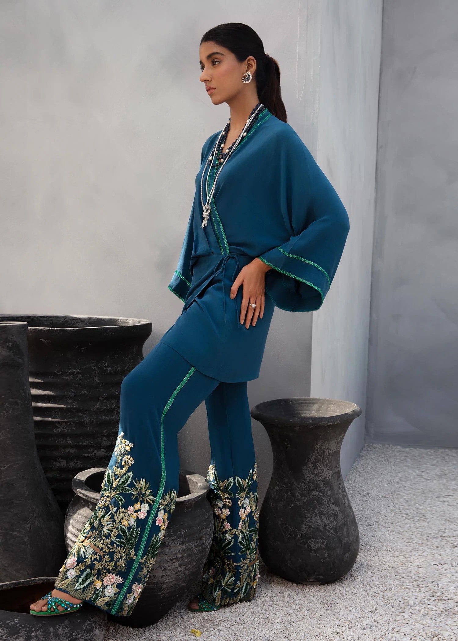 Asmani - Ink Blue Silk Outfit