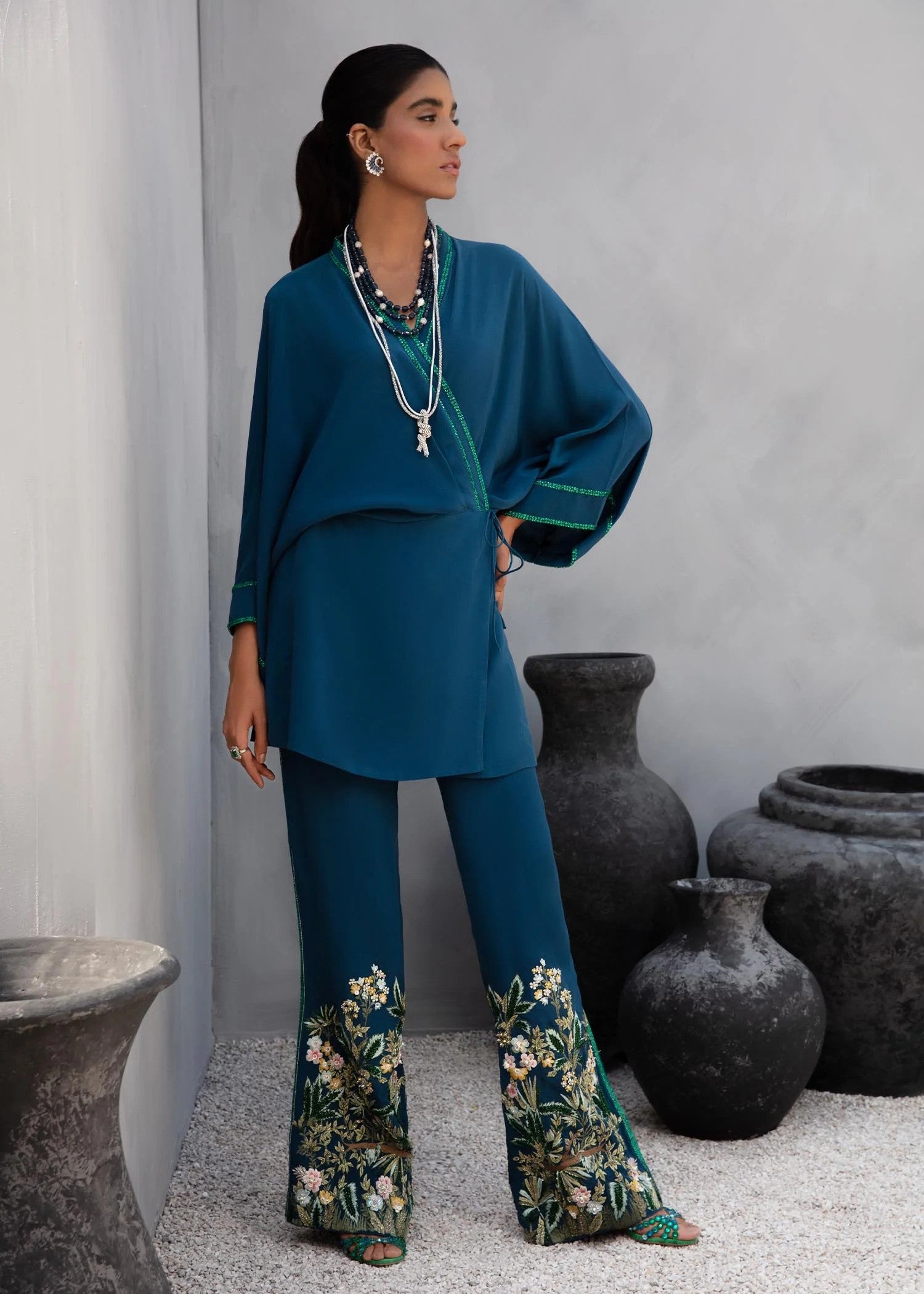 Asmani - Ink Blue Silk Outfit