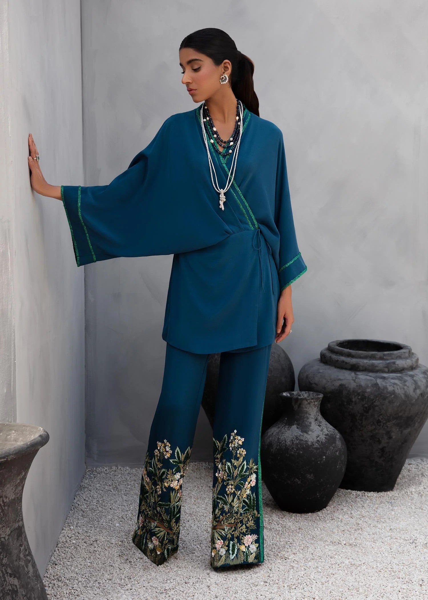 Asmani - Ink Blue Silk Outfit