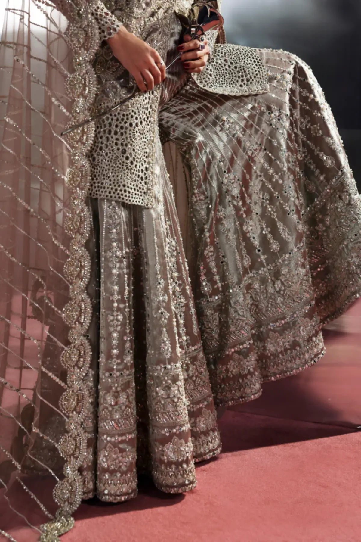 Astrell – Soraya Gun Metallic Hand Embellished Sharara Set