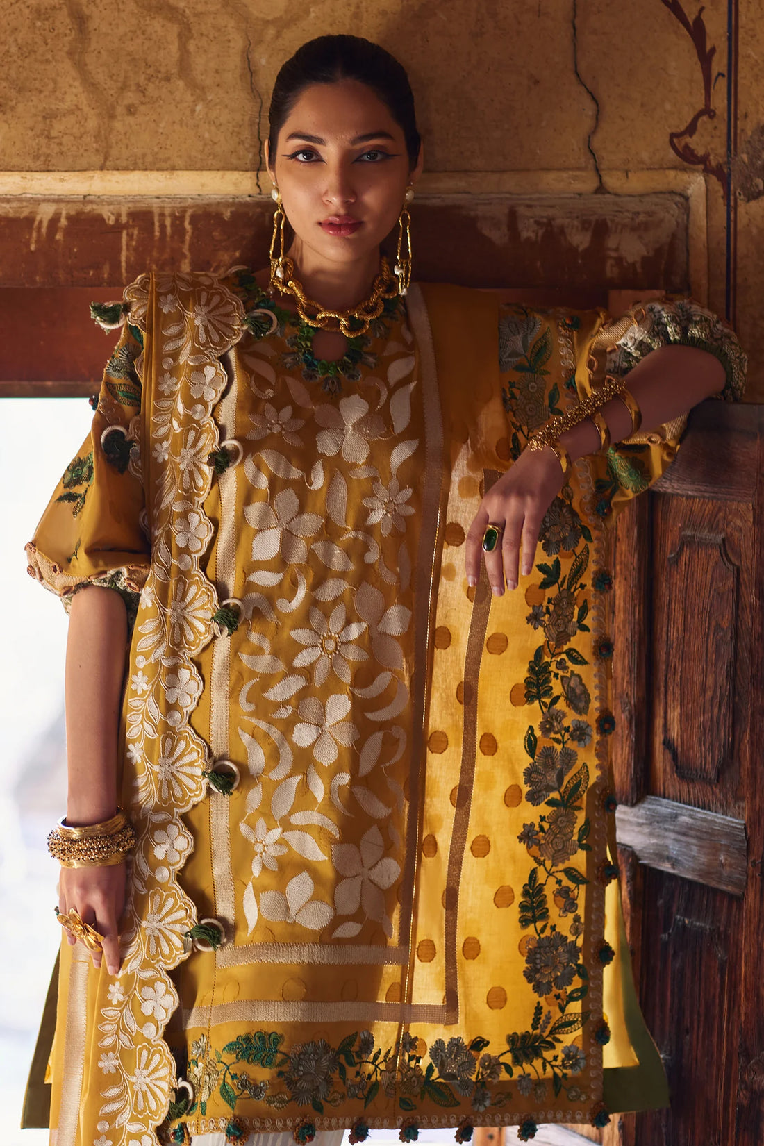 Aurelia 08-B- Sunshine in Marigold Lawn Ensemble By-Elan