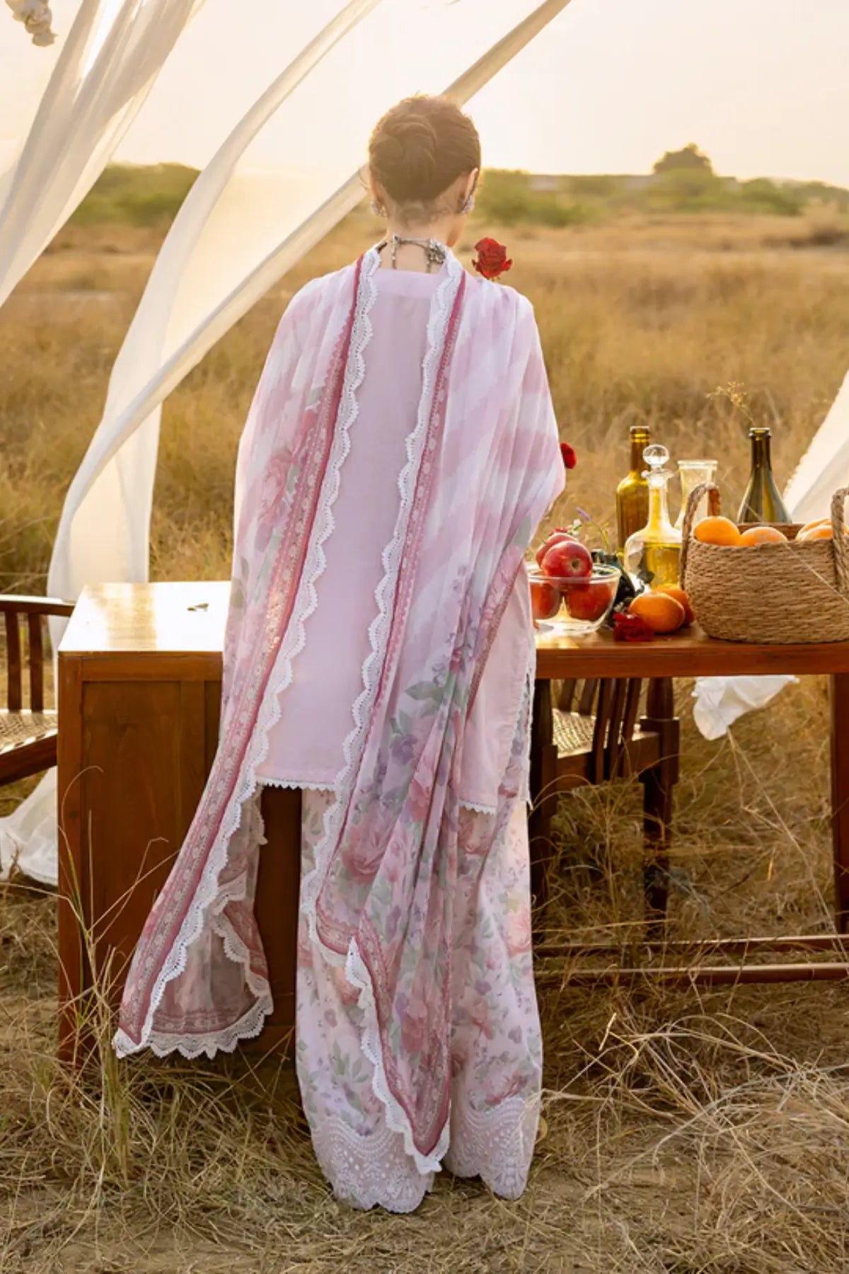 Aurelia by Zainab Chottani powder pink lawn 3PC stitched suit with chiffon dupatta