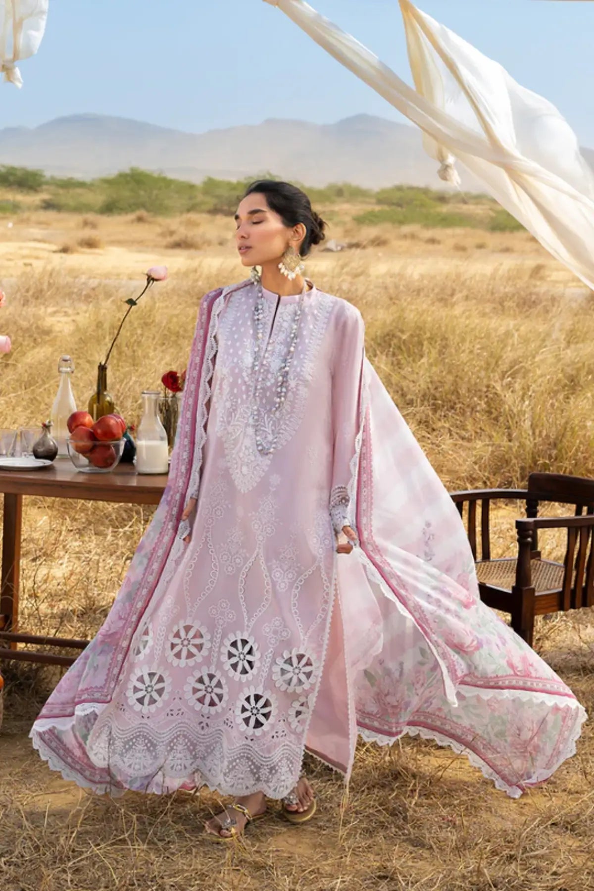 Aurelia by Zainab Chottani powder pink lawn 3PC stitched suit with chiffon dupatta