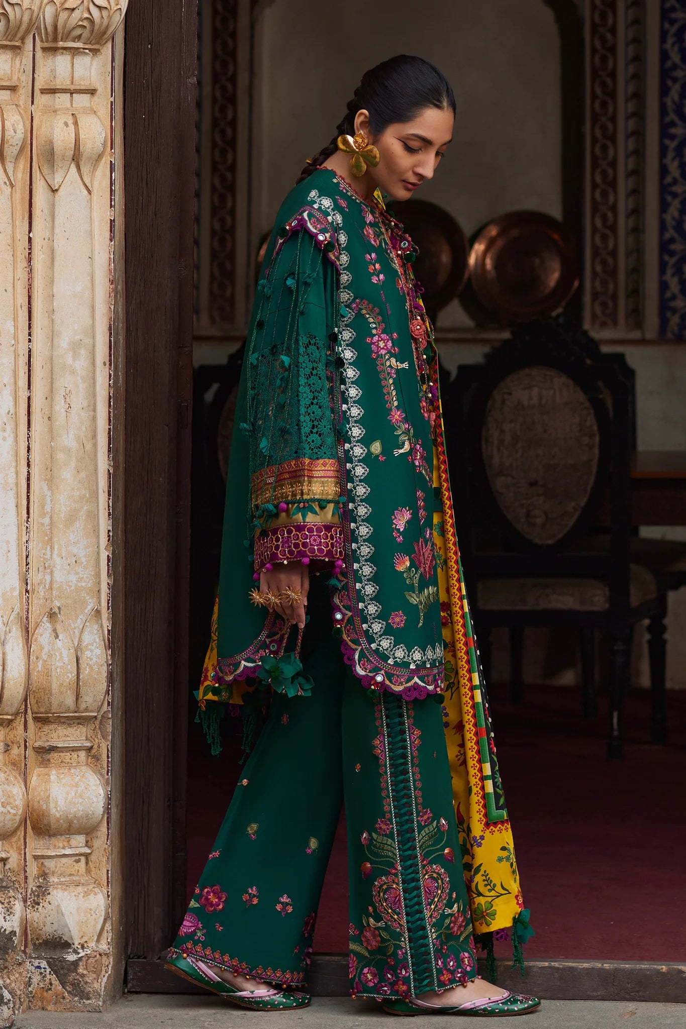 Aurielle 06-A- A Bold Emerald Reverie Ensemble By- Elan