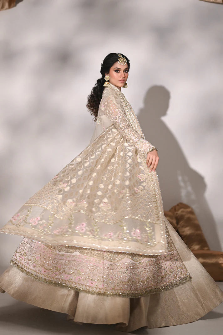 Ayla- Artisanal beige dress with resham embroidery and hand detailing By- Saad Bin Shahzad