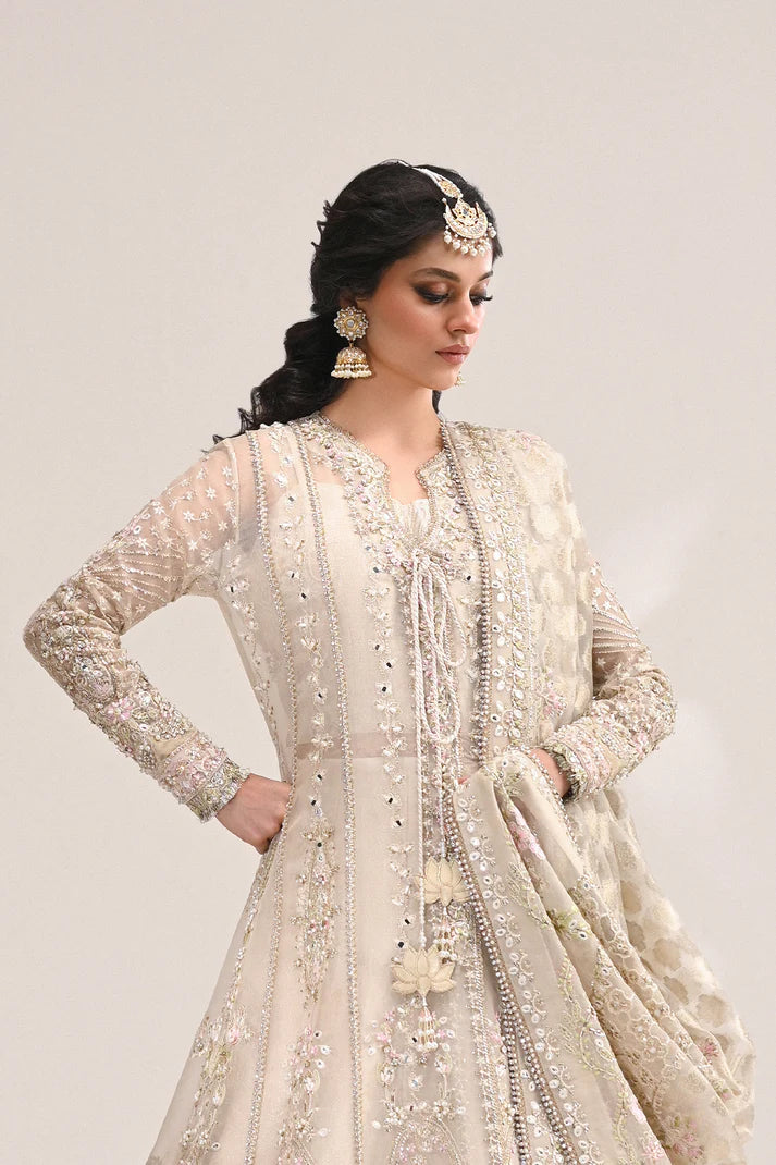 Ayla- Artisanal beige dress with resham embroidery and hand detailing By- Saad Bin Shahzad
