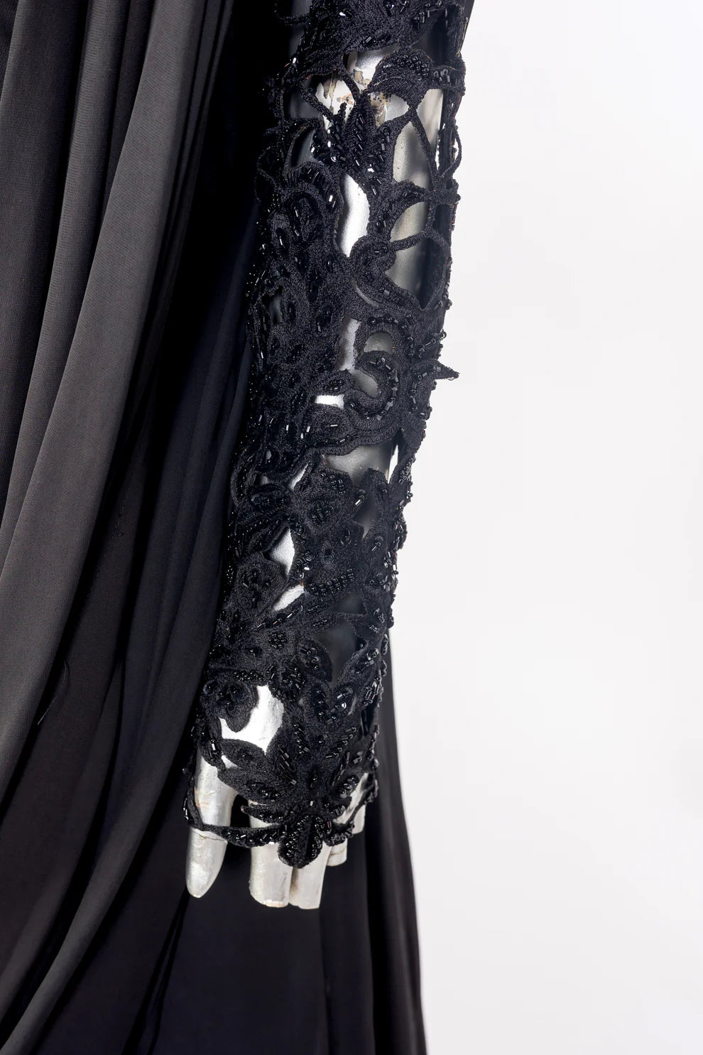 Ayra black georgette shirt with hand-cutwork, Korean pants, and matching dupatta for casual dinners, evening parties, and gatherings by MariamRaj