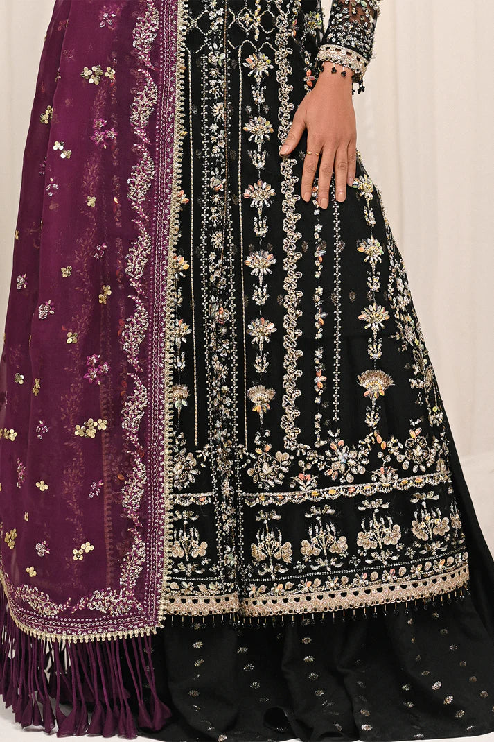 Azra- Luxury black gharara set with floral and sequins dupatta By- Saad Bin Shahzad