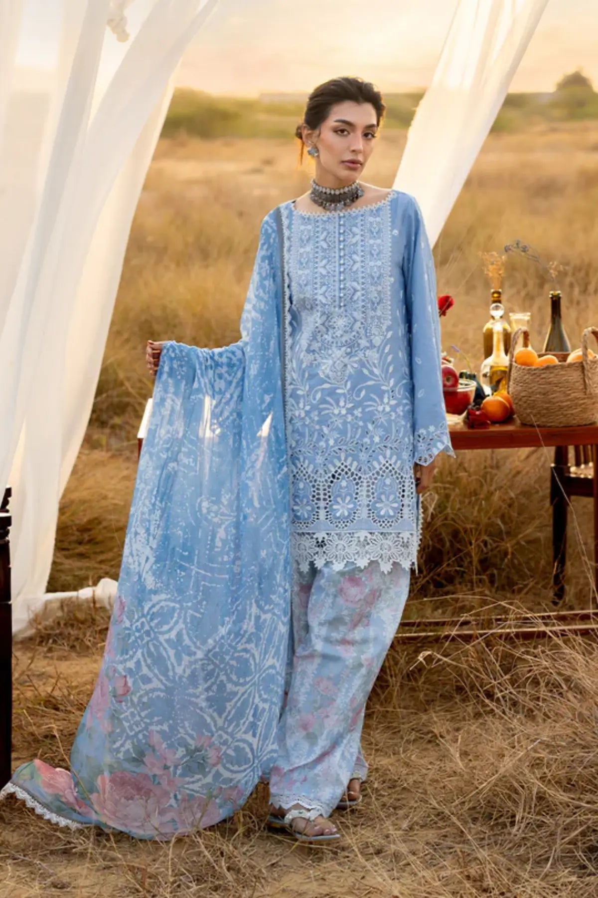 Zainab Chottani Azule 05 powder blue stitched lawn 3PC with chiffon dupatta