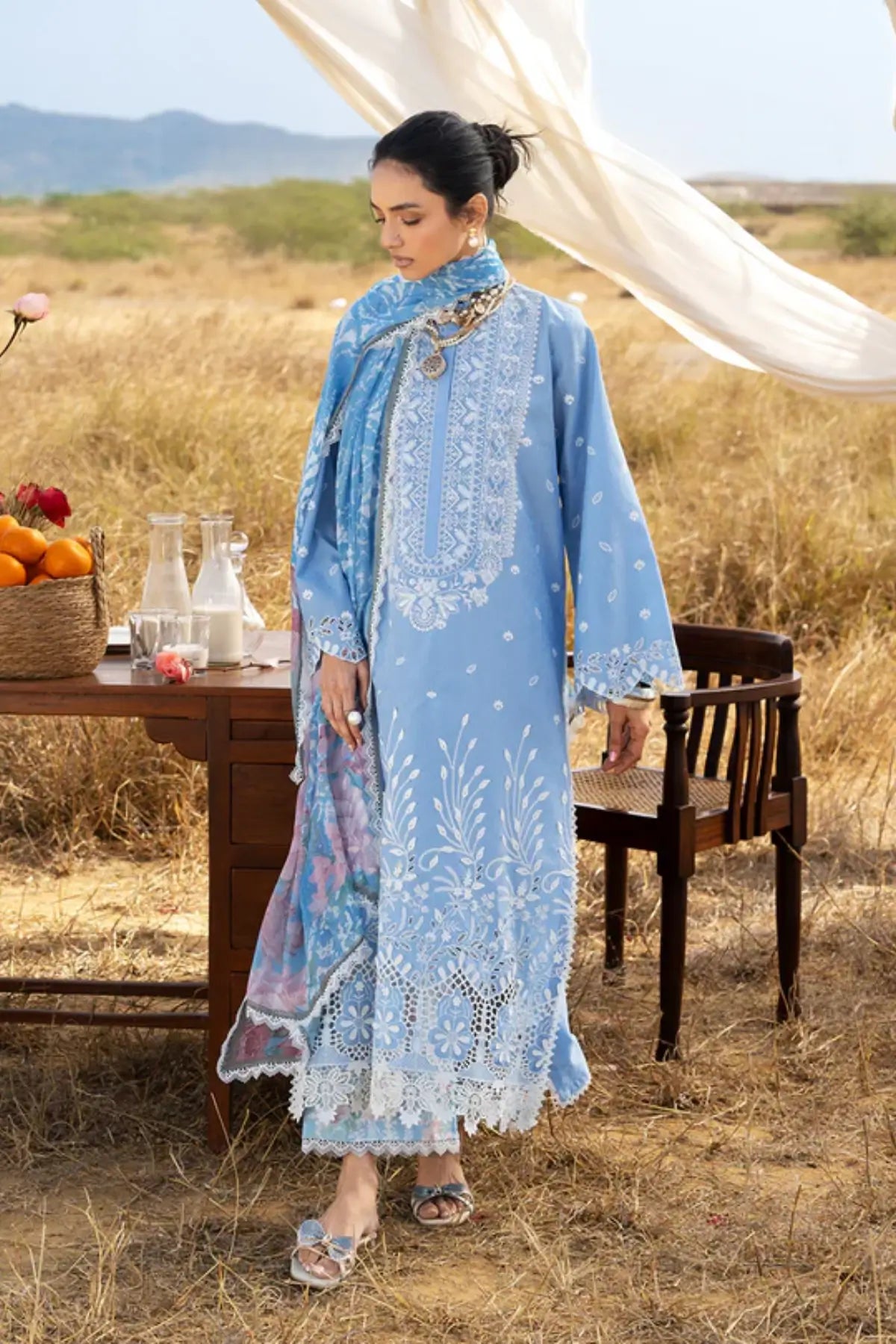 Zainab Chottani Azule 05 powder blue stitched lawn 3PC with chiffon dupatta