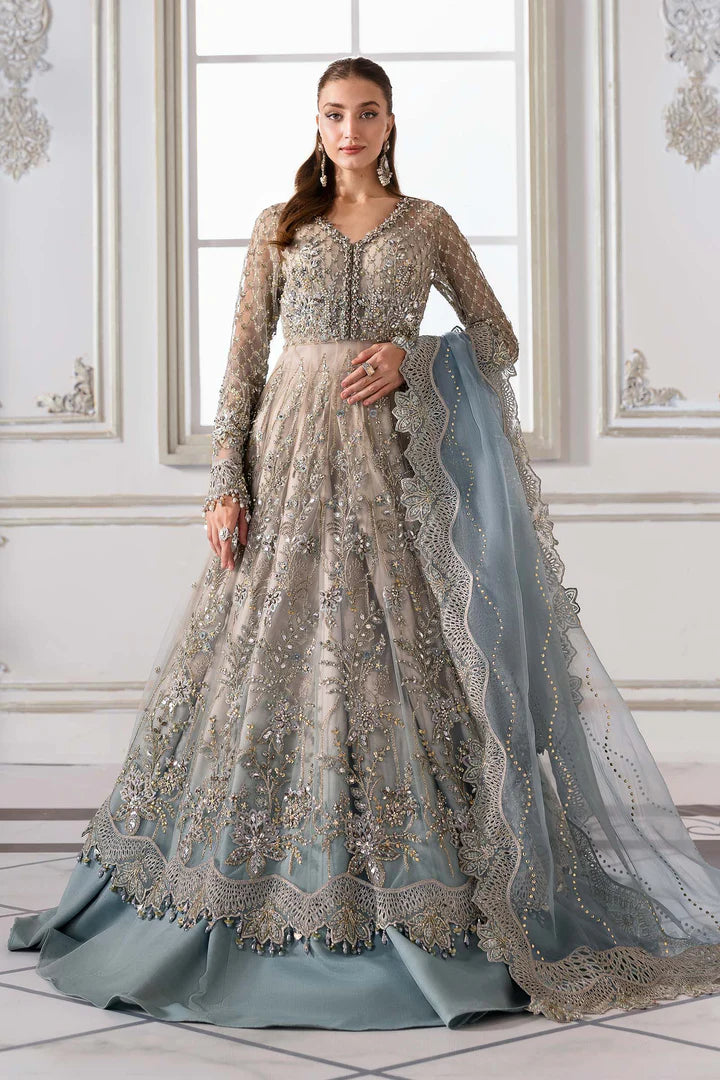 BD-3002- Coffee Embroidered Net Suit By-Maria.B