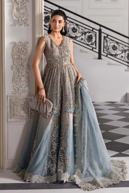 BD-3002- Coffee Embroidered Net Suit By-Maria.B