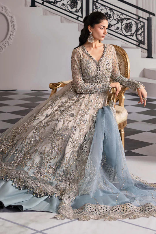 BD-3002- Coffee Embroidered Net Suit By-Maria.B