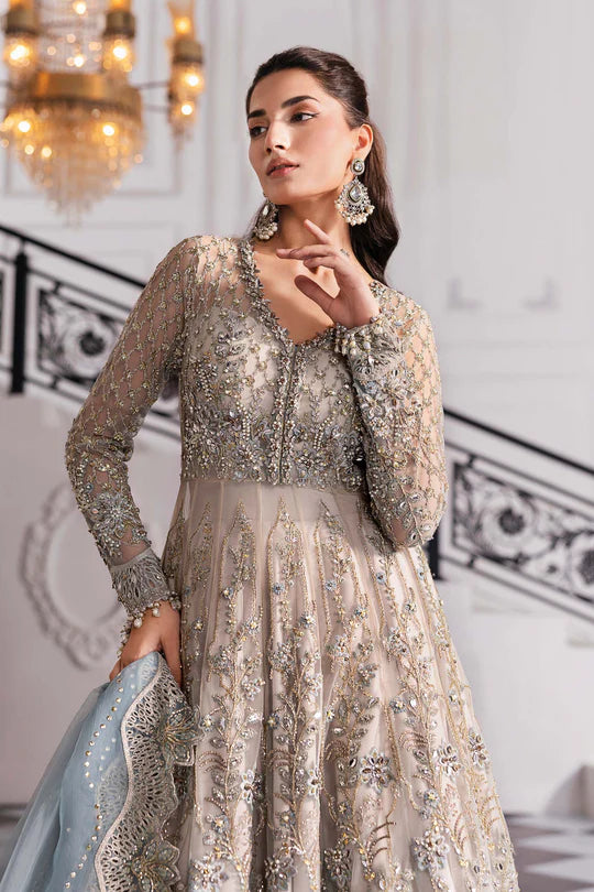 BD-3002- Coffee Embroidered Net Suit By-Maria.B