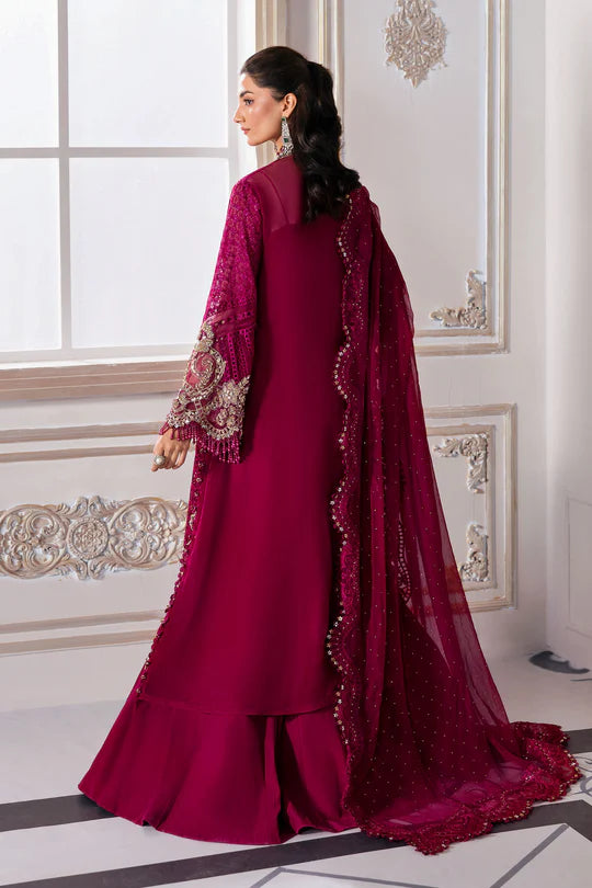 BD-3003- Magenta Embroidered Chiffon Suit By-Maria.B