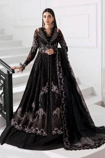 BD-3004- Black Embroidered Organza Suit By-Maria.B