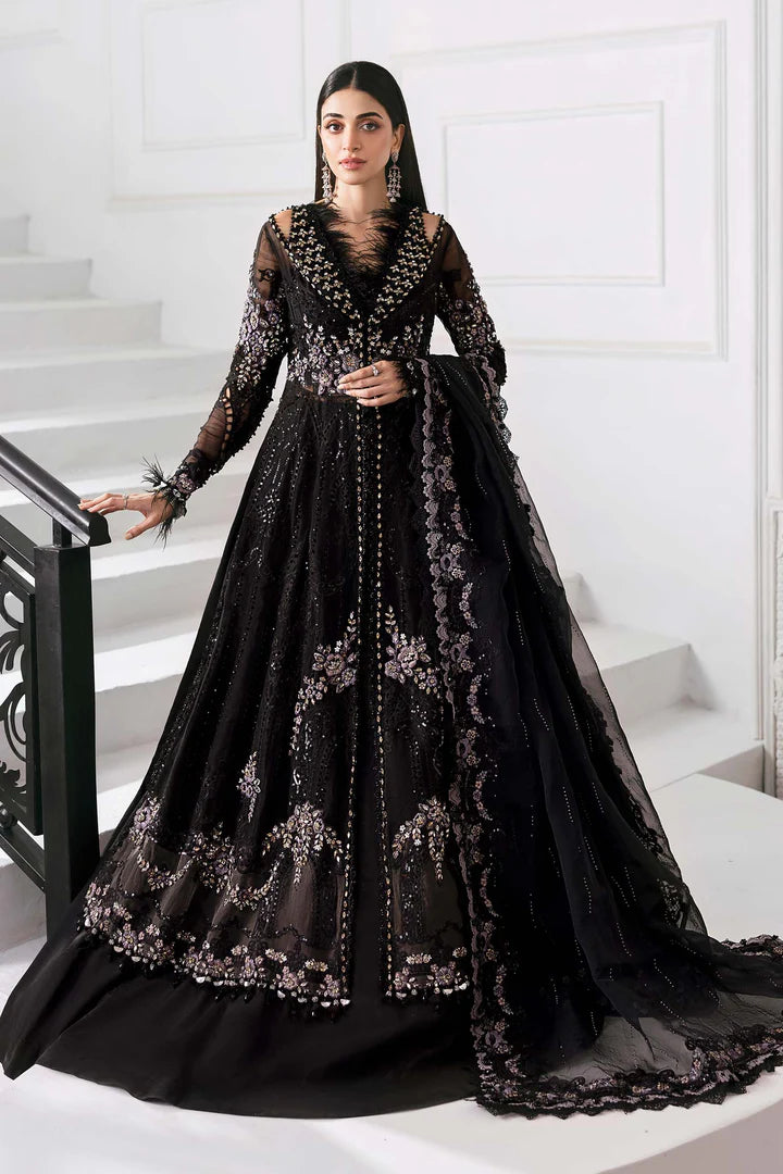 BD-3004- Black Embroidered Organza Suit By-Maria.B