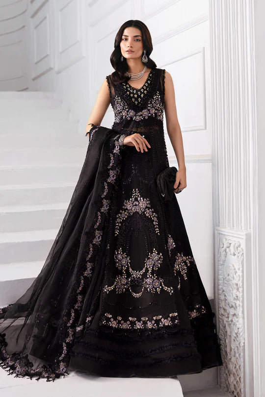 BD-3004- Black Embroidered Organza Suit By-Maria.B