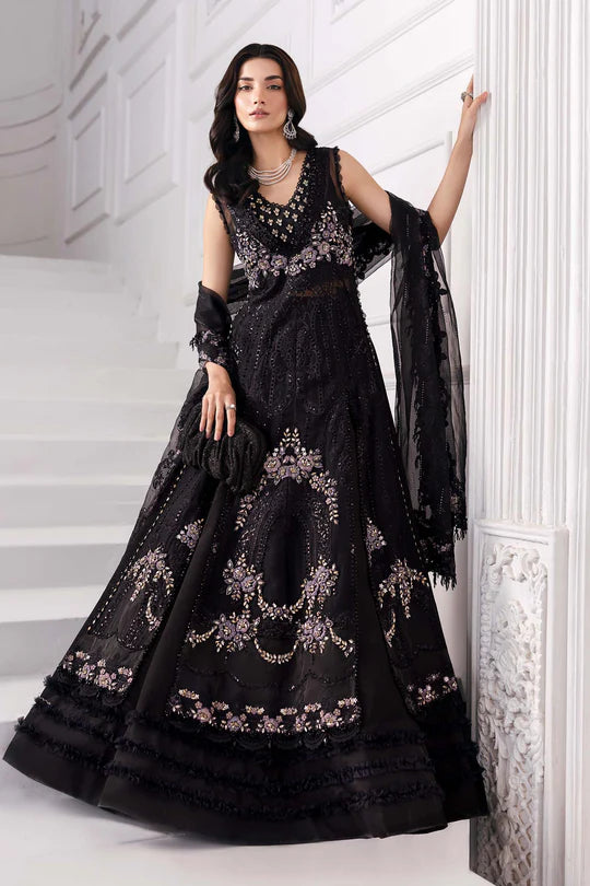 BD-3004- Black Embroidered Organza Suit By-Maria.B