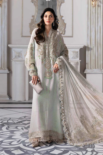 BD-3005- Ice-Blue Embroidered Chiffon Suit By-Maria.B