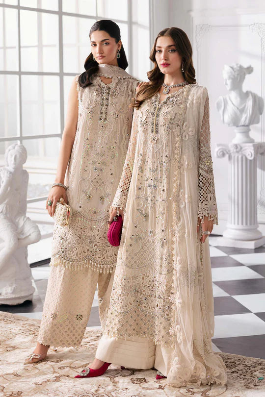 BD-3007 -Off-White Embroidered Chiffon Suit By-Maria.B