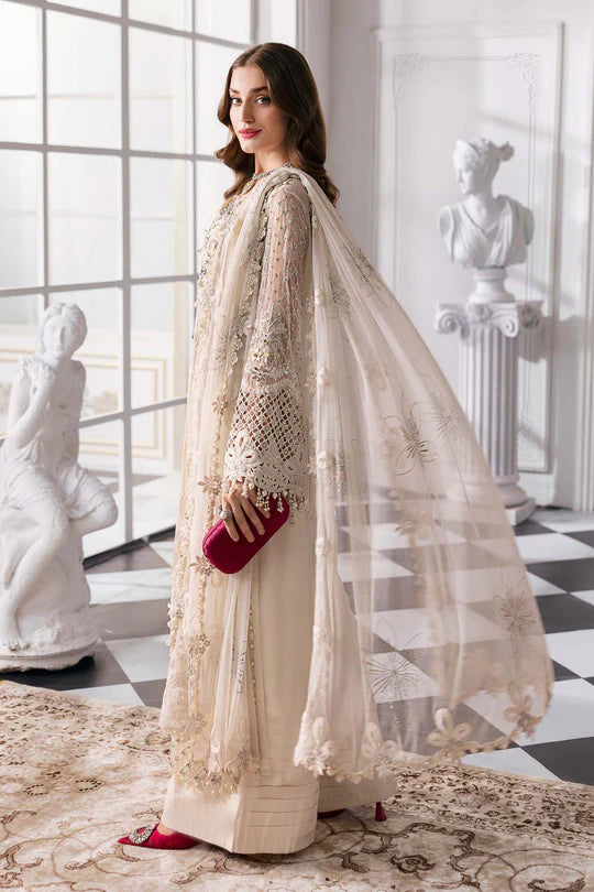 BD-3007 -Off-White Embroidered Chiffon Suit By-Maria.B