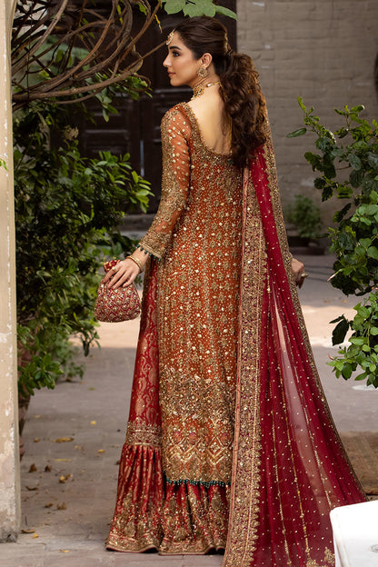 Bahaar Bano-Traditional Bridal Chiffon Shirt with Lehenga