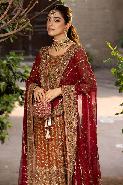 Bahaar Bano-Traditional Bridal Chiffon Shirt with Lehenga