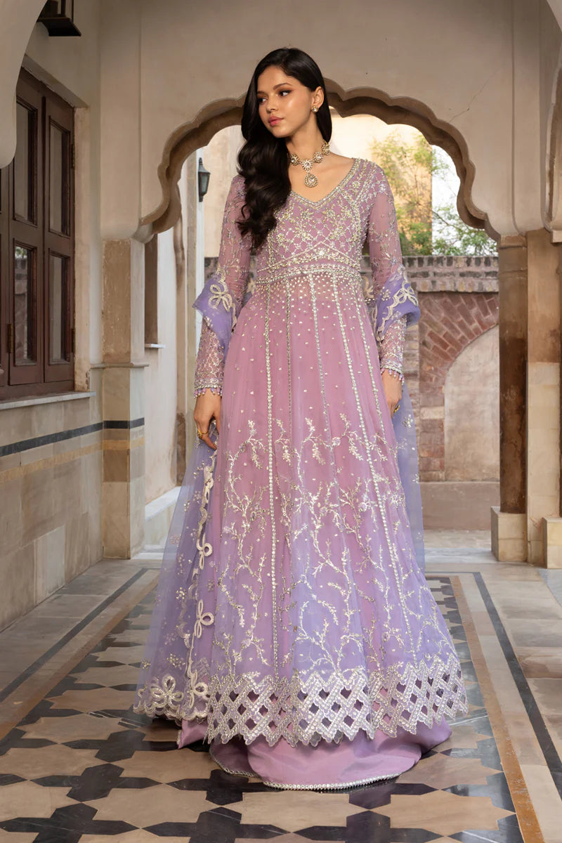 Basma Rang Rasiya Crystal Lilac stitched pishwas with raw silk trouser – Canada shipping