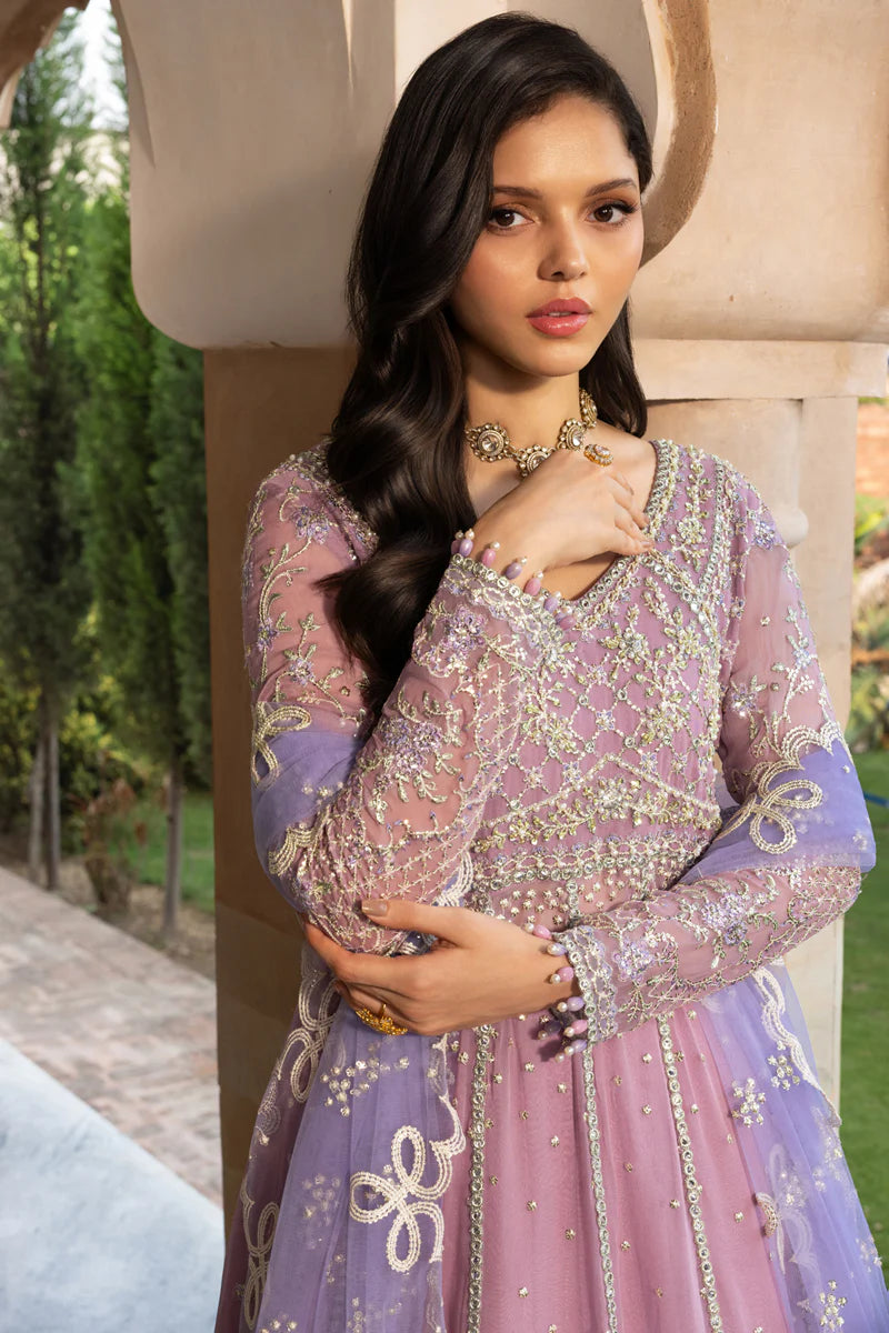 Basma Rang Rasiya Crystal Lilac stitched pishwas with raw silk trouser – Canada shipping